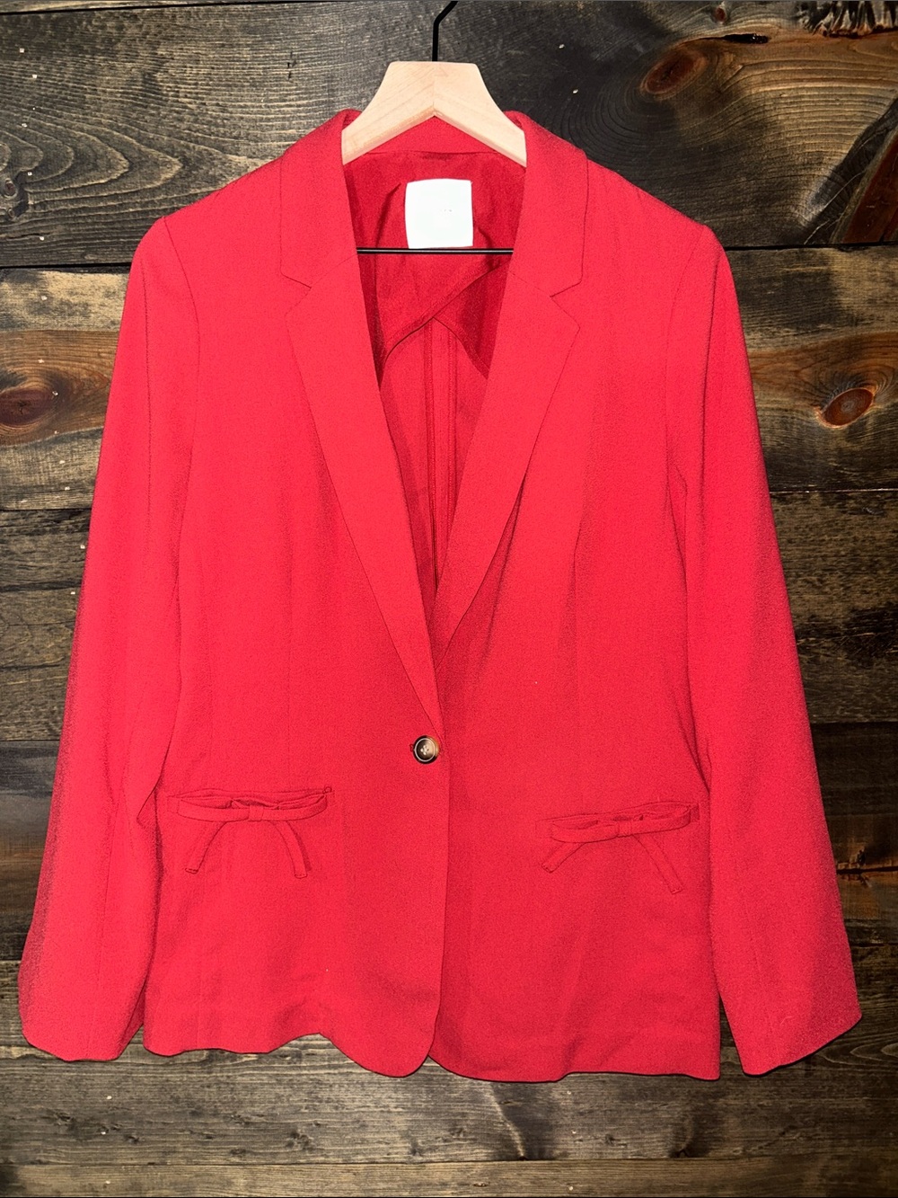 LC Lauren Conrad Red Single-Button Notch Lapel Blazer